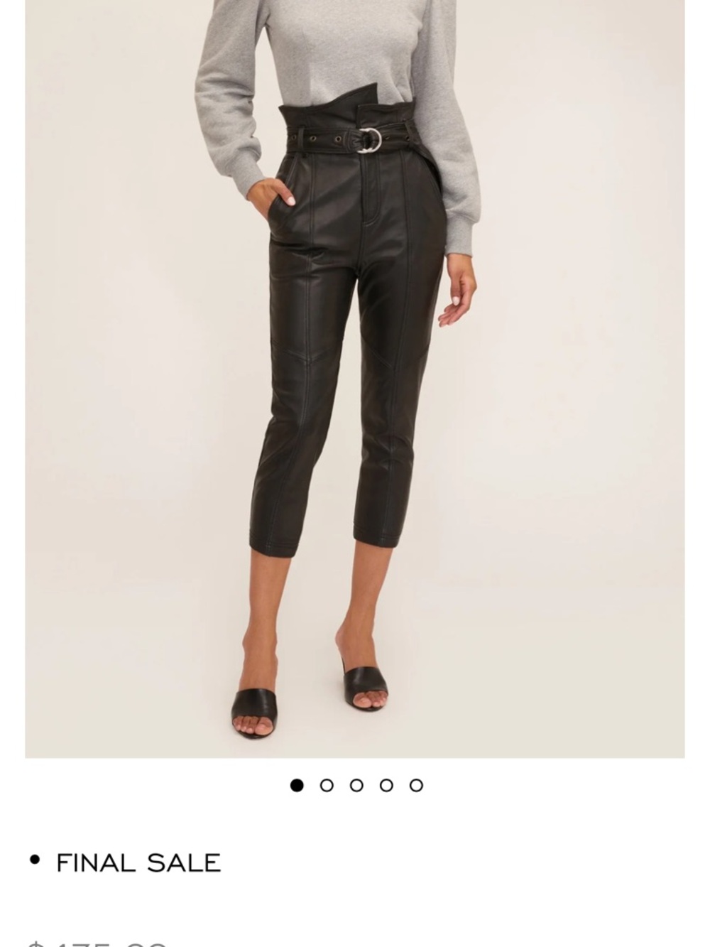 NWT Marissa Webb Black Leather Paperbag Waist Pants Belted High Rise Cropped Sz0